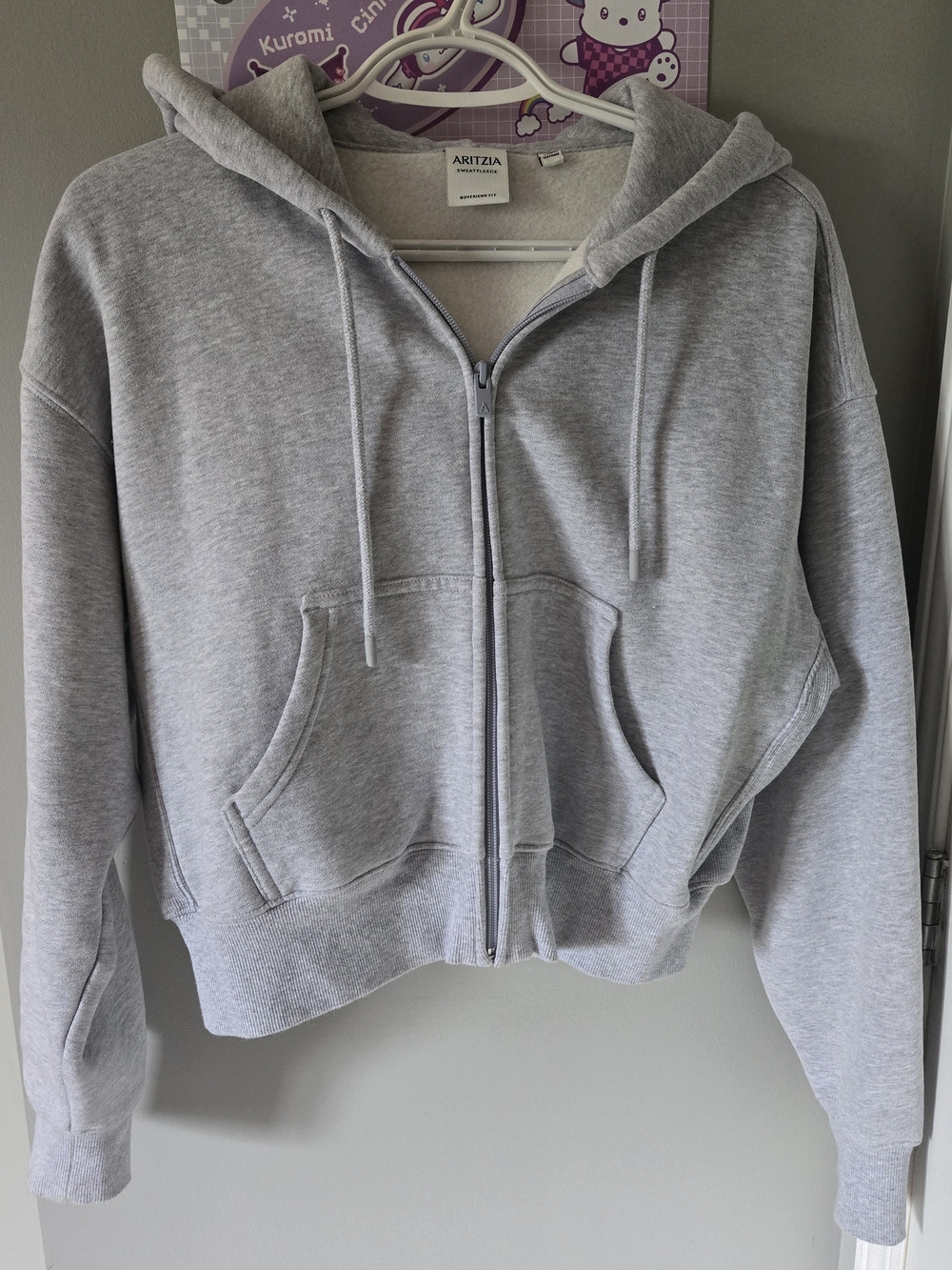 Aritzia Cozy Sweatfleece Boyfriend Boxy Fit Grey Zip-Up Hoodie Jacket